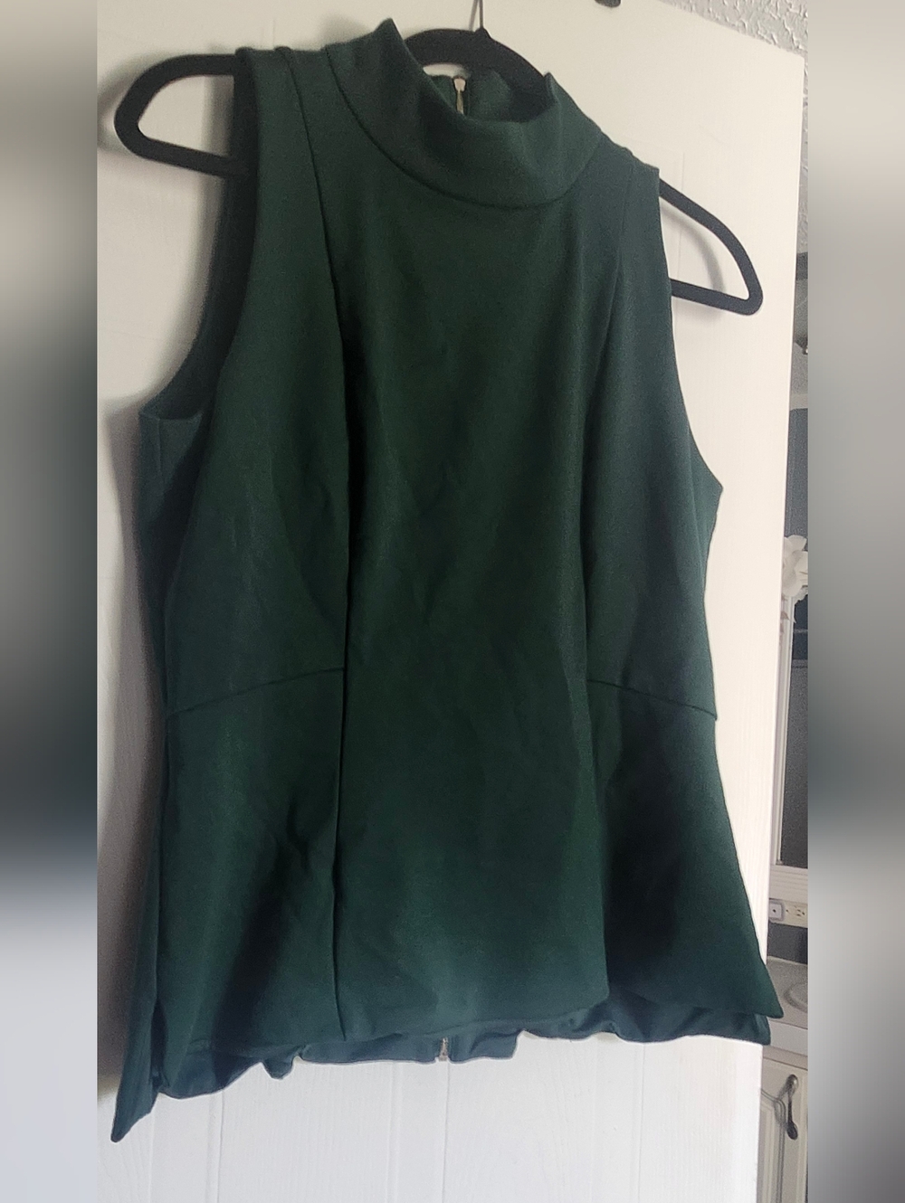 White House Black Market Forest Green Sleeveless Mock Neck Top